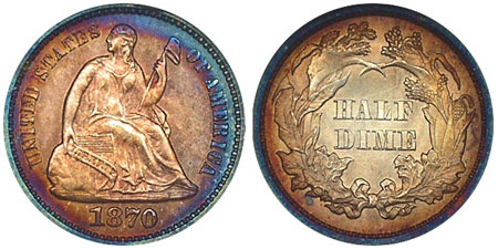 Liberty Seated Half Dime, Legend on Obverse