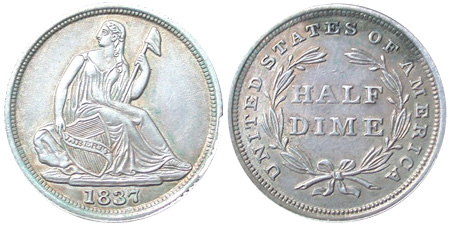 Liberty Seated Half Dime, No Stars on Obverse